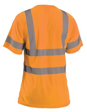 Occunomix LUX-SSETP3B Short Sleeve Dual Stripe Wicking Birdseye T-shirt, Class 3 Orange Back