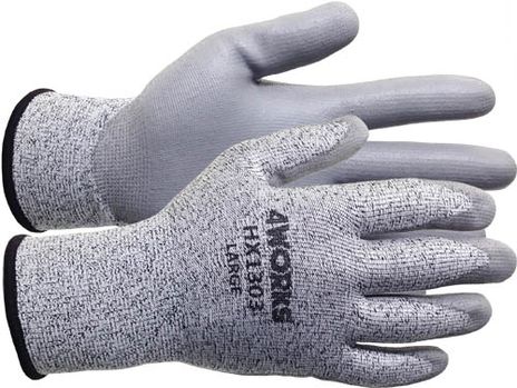 Cut Resistant Gloves PU Coated Level C Grey Black Palm | Beeswift