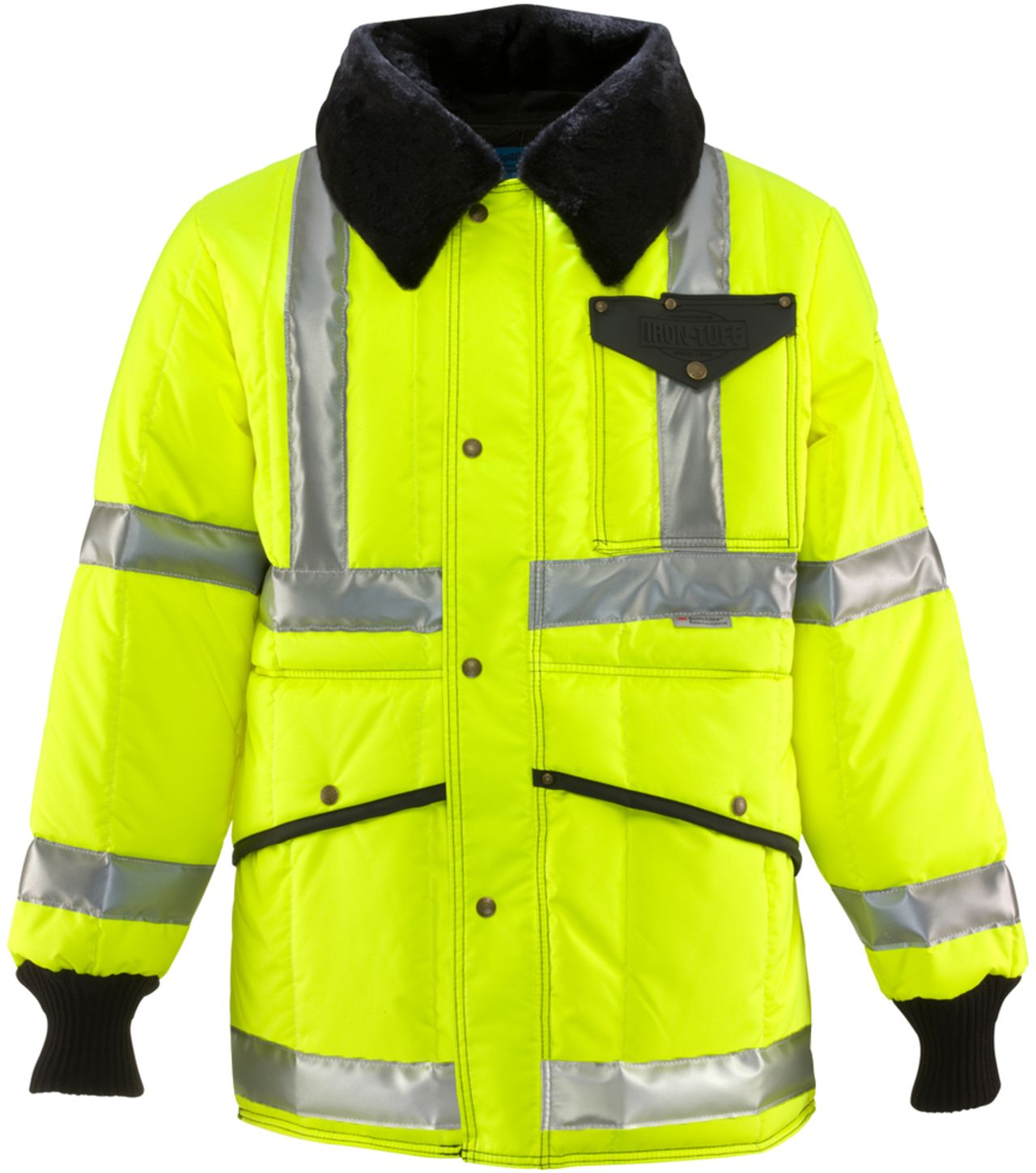 RefrigiWear 0342L2 HiVis Iron-Tuff Jackoat Lime Front