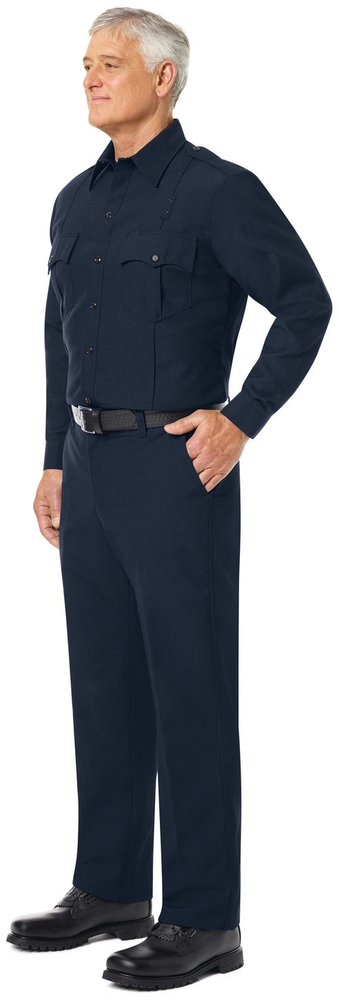 Workrite FR Fire Officer Shirt FSE0 Classic Long Sleeve Midnight Navy Example Left