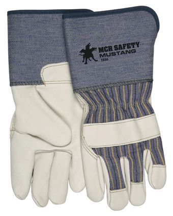MCR Safety Mustang Gloves 1936 Gauntlet Cuff Leather Palm