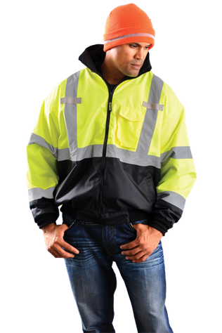 Occunomix LUX-250-JB-B Black Bottom Hi-Viz Bomber Jacket — Coat