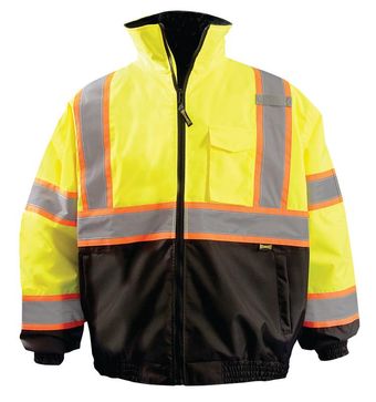 Occunomix LUX-350-JB2 Two-tone Black Bottom 2-in-1 Quilted Bomber Jacket Front