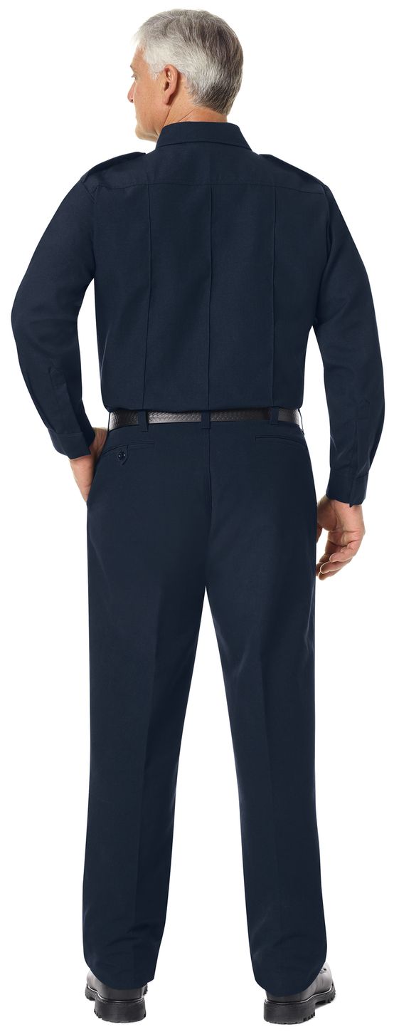 Workrite FR Fire Chief Shirt FSC4 Classic Long Sleeve Midnight Navy Example Back