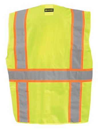 Occunomix LUX-ATRANS Class 2 Solid Two-Tone Surveyor Vest Back Yellow