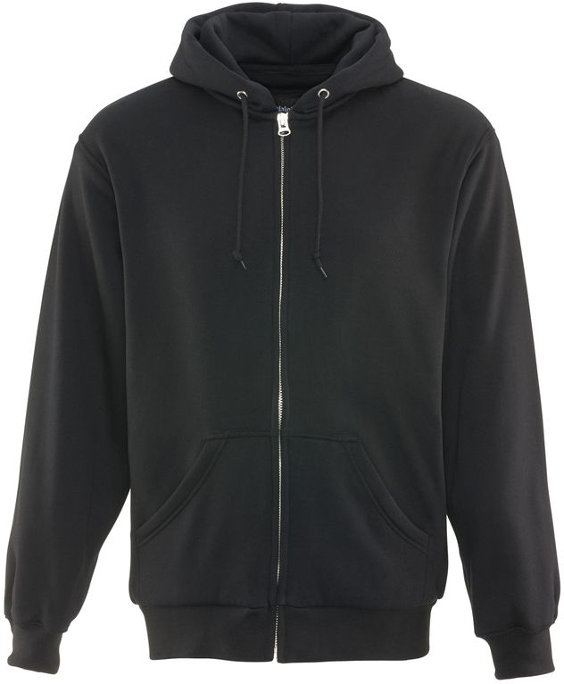 RefrigiWear 0487 Thermal Zipper Work Sweatshirt - With Hood, 2 Layer Black Front