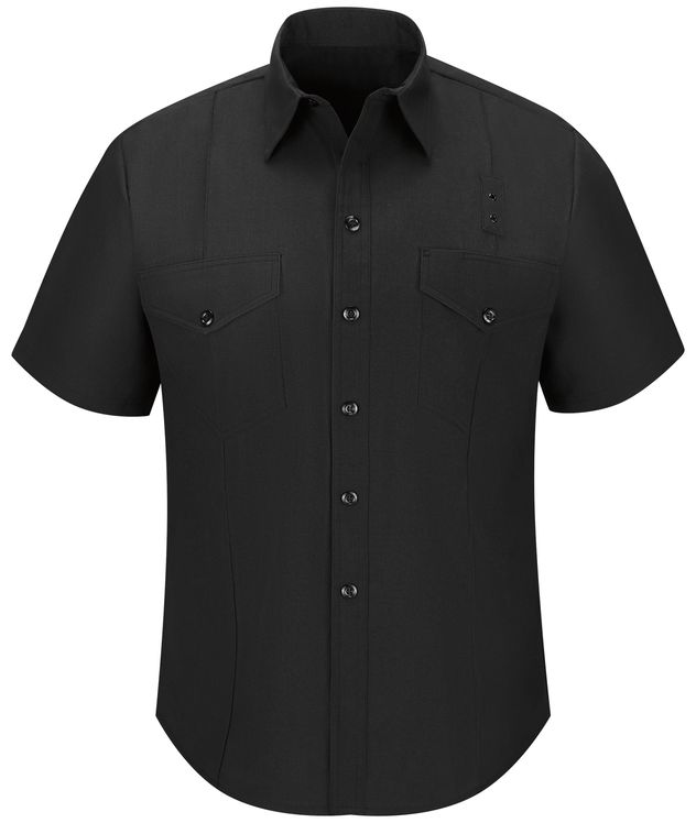 Workrite FR Firefighter Shirt FSF6, Classic Short Sleeve, Western Black Front