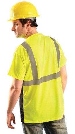Occunomix Hi Vis T-Shirt LUX-SSETPBK - Wicking Birdseye, Black Bottom Back Example