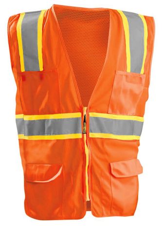 Occunomix LUX-ATRNSM Class 2 Mesh Two-Tone Surveyor Vest Orange Front