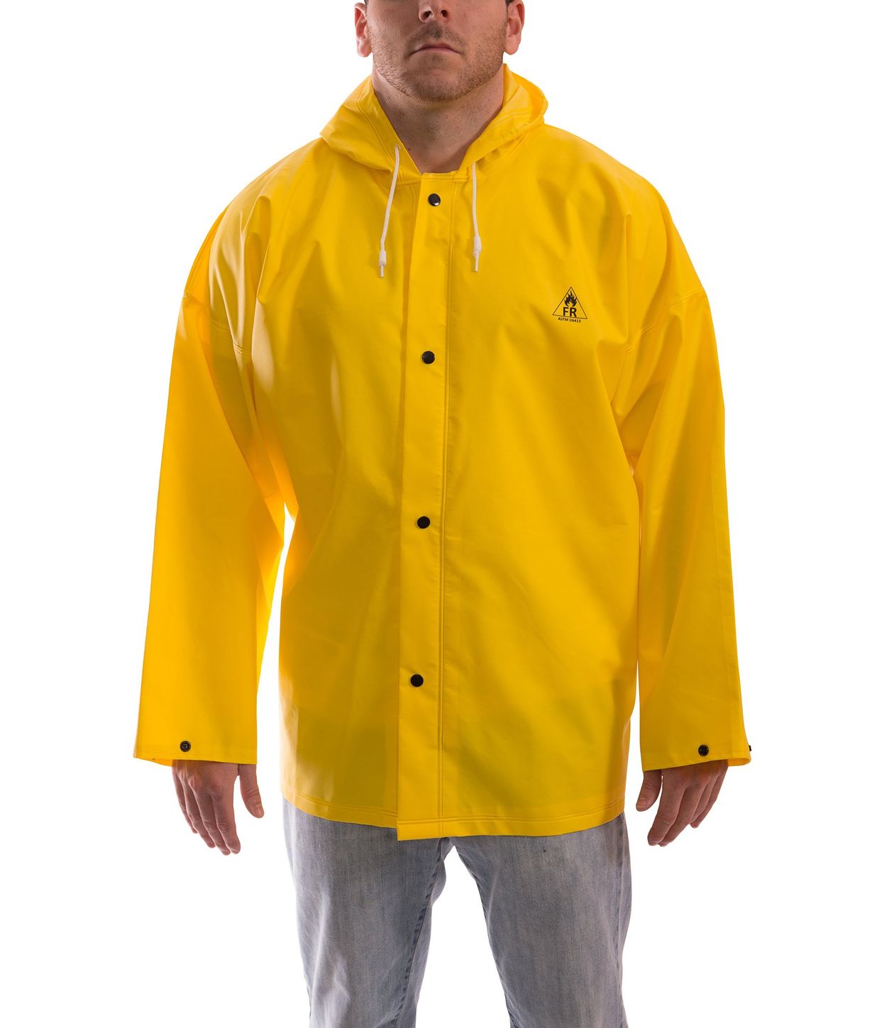 Tingley J56107 DuraScrim™ Flame Resistant Jacket - PVC Coated, Chemical Resistant, with Attached Hood Front