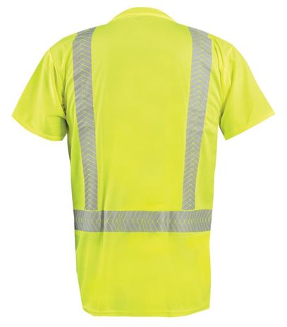 Occunomix LUX-TSSP2B Short Sleeve Segmented Tape T-Shirt w/Pocket Yellow Back