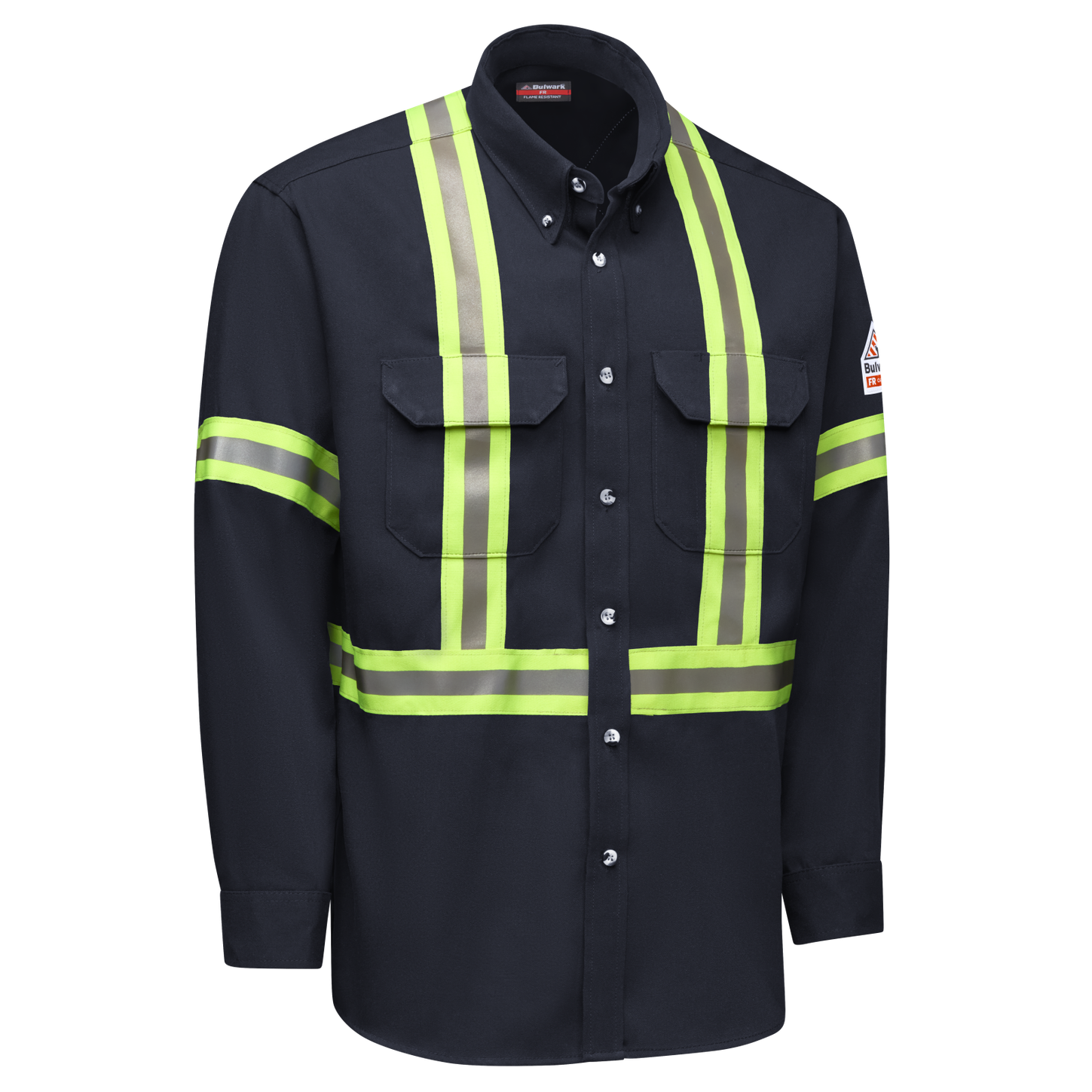 Bulwark-fr-smuc-dress-uniform-shirt-reflective-trim-navy-side