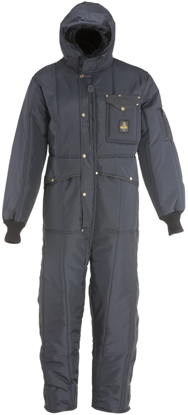 RefrigiWear 0381 Iron-Tuff Winter Work Coverall With Hood Navy Front Example