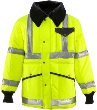 RefrigiWear 0342L2 HiVis Iron-Tuff Jackoat Lime Front