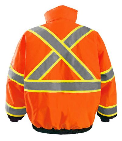 Occunomix LUX-350-B2X Black Bottom 2-in-1 X-Back Bomber Jacket Orange Back