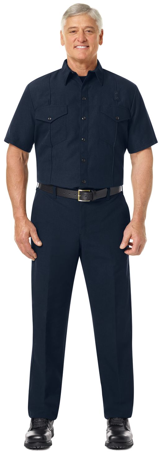 Workrite FR Firefighter Shirt FSF2 Classic Short Sleeve Midnight Navy Example Front