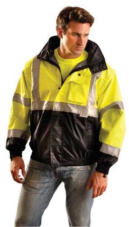 Occunomix LUX-TJBJ-B Black Bottom Hi-Vis Bomber Rain Jacket