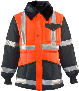 RefrigiWear 0342 - HiVis Iron-Tuff Two-Tone Jackoat Orange-Navy Front