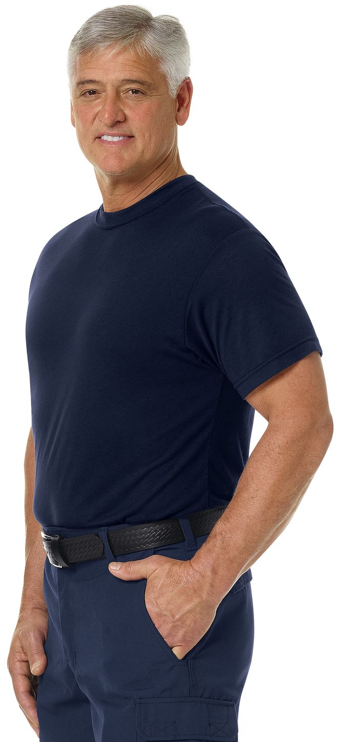 Workrite FR FT34, Station Wear Base Layer Tee Navy Example Left