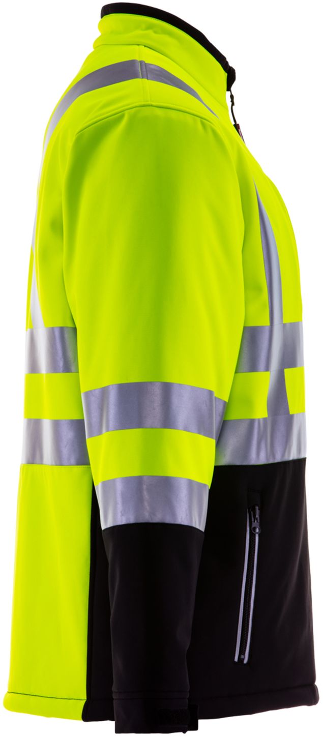 RefrigiWear 0496 Softshell HiVis Winter Work Jacket HiVis Lime Yellow With Reflective Tape Right