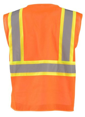 Occunomix ECO-IM2TZ Mesh Two-Tone Vest With Zipper Back Orange