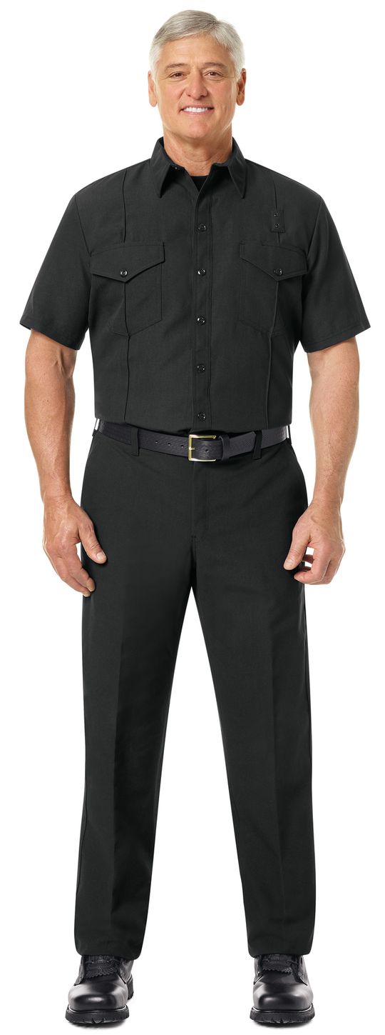 Workrite FR Firefighter Shirt FSF2 Classic Short Sleeve Black Example Front