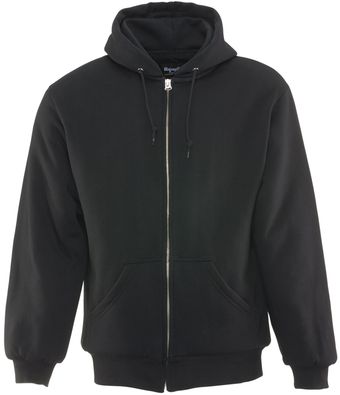 RefrigiWear 0488 Quilted Insulated Zipper Work Sweatshirt With Hood 3 Layer Black Front