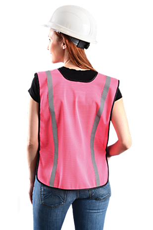 Occunomix LUX-XSBML Hi-Viz Mesh Silver Reflective Vest, Pink, NON ANSI Back Example