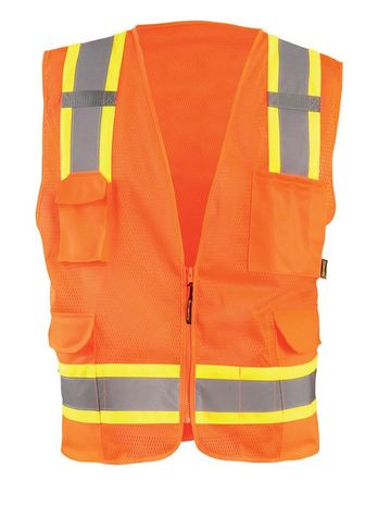 Occunomix ECO-ATRNSM Value Two-Tone Surveyor Mesh Vest Front Orange
