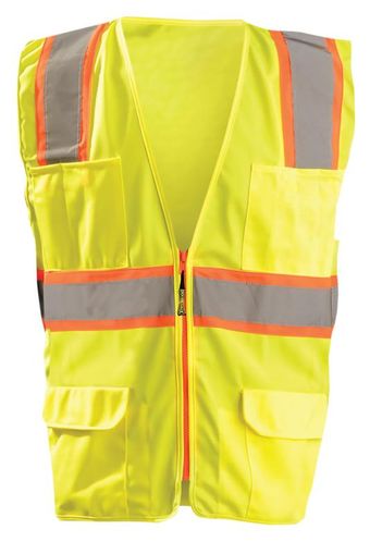 Occunomix LUX-ATRANS Class 2 Solid Two-Tone Surveyor Vest Front Yellow