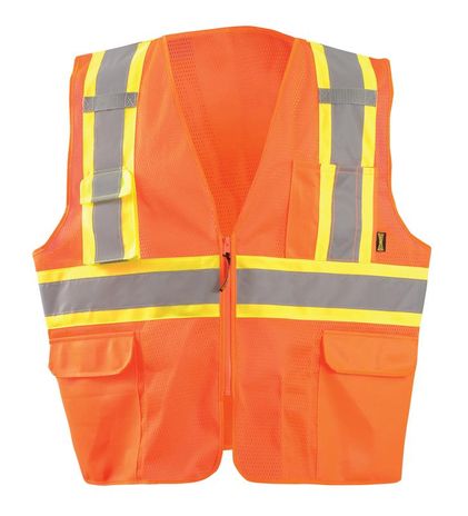 Occunomix ECO-ATRNSMX HiViz Two-Tone Surveyor X-Back Mesh Vest Front Orange