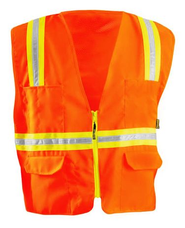 Occunomix LUX-XTRNSM Hi-Viz Mesh Two-Tone Surveyor Vest Orange Front