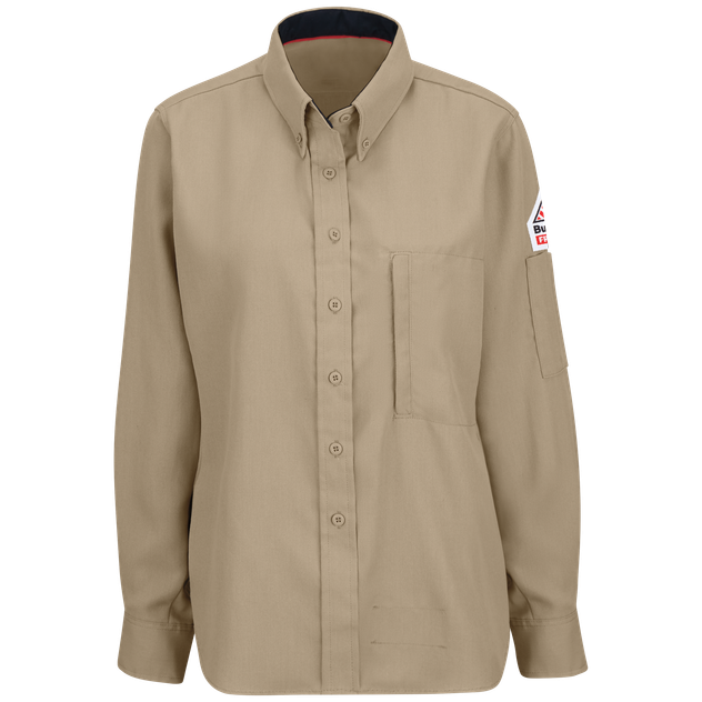 Bulwark-fr-qs53ki-insect-shield-womens-shirt-khaki-front