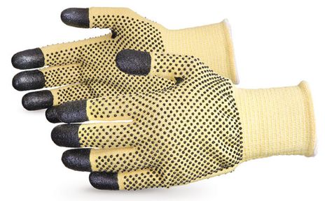 Superior Kevlar Cut Level 4 Gloves w/ Nitrile Coated Finger Tips, Dotted Palm and Back SKFG2DFT