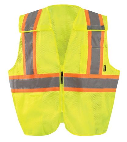 Occunomix ECO-IMB2TX Break-Away Two-Tone X-Back Mesh Vest Front Yellow