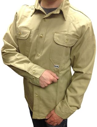 CPA Khaki Color FR Work Shirt Close-Up