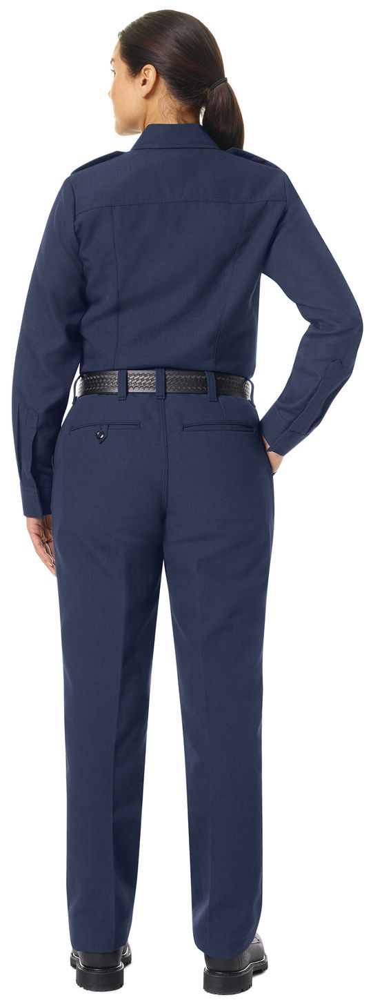 Workrite FR Women's Fire Chief Shirt FSC5, Classic Long Sleeve Navy Example Back