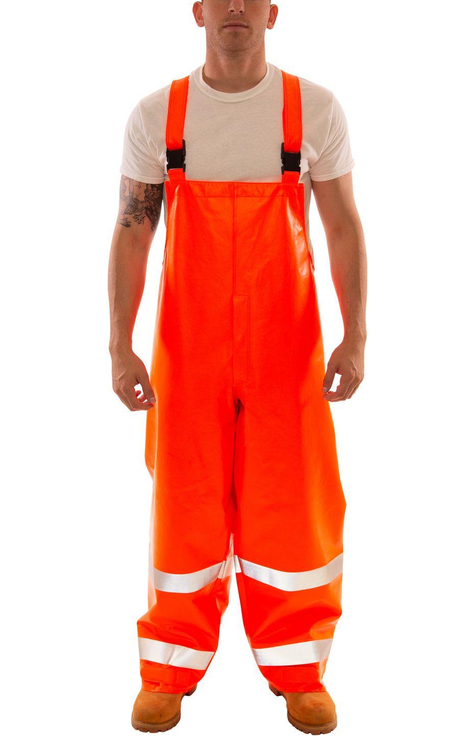 Tingley Eclipse™ Arc Flash and Fire Resistant Overalls - PVC on Nomex®, Chemical Resistant, Class 3 Hi Vis Fluorescent Orange-Red Front
