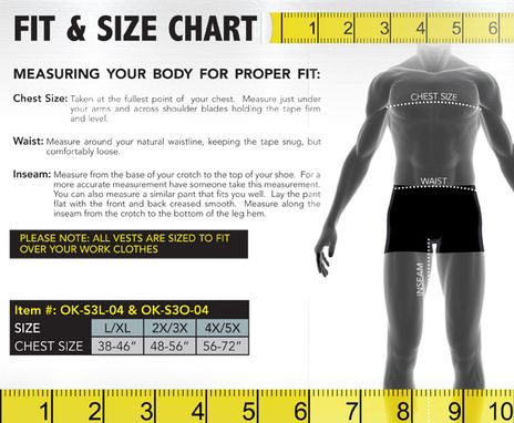Occunomix size chart S3L/S3O