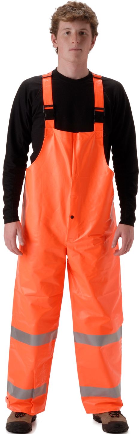 Nasco Arclite HiVis 1501T Arc Flash Bib Style Rain Trouser Fluorescent Orange Front