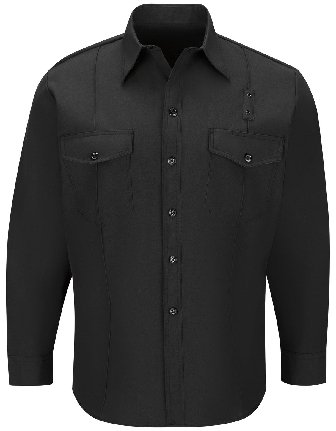 Workrite FR Firefighter Shirt FSF4, Classic Long Sleeve, Western Black Front