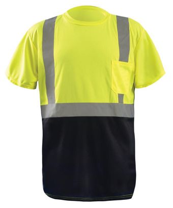 Occunomix Hi Vis T-Shirt LUX-SSETPBK - Wicking Birdseye, Black Bottom Front