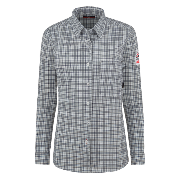 Bulwark-fr-stg3-womens-flex-knit-button-down-shirt-charcoal-front