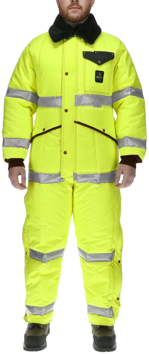 RefrigiWear 0344L2 Hivis Iron-Tuff Coverall Lime Example