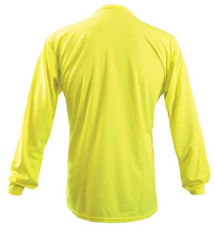 Occunomix LUX-XLSPB Non-ANSI Long Sleeve Wicking Birdseye T-Shirt w/Pocket Back Yellow