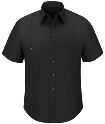 Workrite FR Firefighter Shirt FSF6, Classic Short Sleeve, Western Black Front
