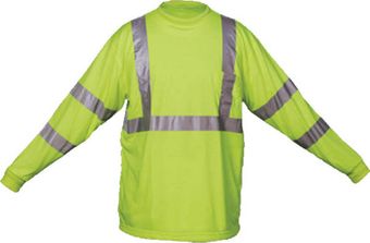 OK-1 Hi Vis Shirts TO3-04, TL3-04 - Class 3 Solid Polyester, Long Sleeve Fluorescent Lime