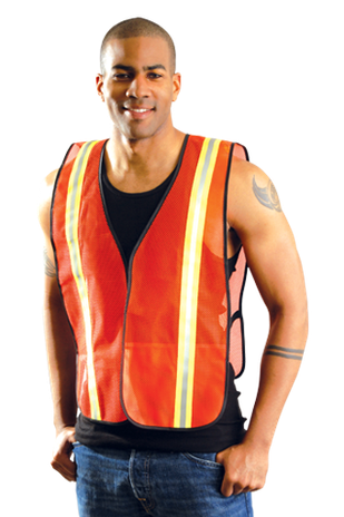 Occunomix LUX-XTTM Hi-Viz Mesh Two-Tone Vest Orange Front Example