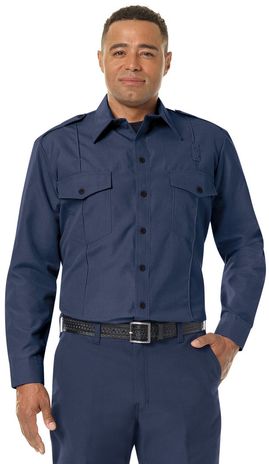 Workrite FR Chief Shirt FSC0 Classic Long Sleeve Navy Blue Example Front
