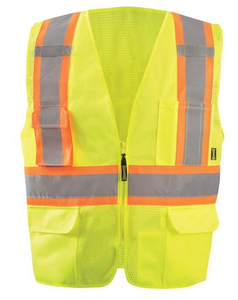 Occunomix ECO-ATRNSMX HiViz Two-Tone Surveyor X-Back Mesh Vest Front Yellow